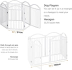 BHG Metal No-Assembly Freestanding Dog Gate with Door Walk Through, Extra Wide 144", Extra Tall 32" Pet Gate, Accordion Puppy Folding Playpen Dog Fence for Indoor & Outdoor, with 2PCS Support