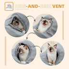 PAWZ Road Cat Tunnel 51 Inches Long Cat Toys Collapsible Tunnel 12”Diameter | Large Cats Tube for Big Cats,Rabbits and Puppy Extra Long Cat Play Tunnel Straight with 2 Peepholes for Indoor&Adult Cats