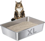 Stainless Steel Litter Box XLarge Big Cats,XL Metal Cat Litter Box | Easy to Clean,Cat Litter Box，Stainless Steel LitterBox for Large/Medium Cats,No Stick No Smell