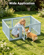 Acrylic Indoor Dog Playpen, 24" H 10 Panels DIY Puppy Playpen, Blue | Indoor & Outdoor Dog Play pen with Heavy Duty Door Lock, Easy-Assembly&Clean Door Pet Fence for Dogs Puppy,Cats,Rabbits