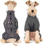Mile High Life Waterproof Dog Raincoat, Full Coverage Small Dog Rain Coat with Harness, Adjustable 4 Legs Puppy Rain Jacket with Reflective Strip and Elastic Cuffs (Gray, M Back Length 14.6")