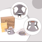 Puppytie Small Dog Harness and Leash Set, Silver Grey, S (9-17.5 lbs) | Dog Harness Small Sized Dog, Dog Leash for Small Dogs, Soft and Lightweight, Puppytie Dog Harness for Daily Walks