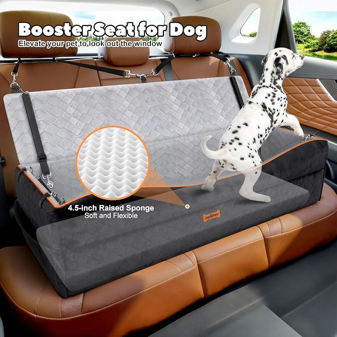 VavoPaw Car Seat for Large Dog for 2 Medium or 3 Small Dogs Under 100Lbs | Dog Booster Seats ,Pet Car Seats with 2 Safety Leashes, Dogs Sofa Bed Cushion Add Thick Sponge, Pet Cars Carrier for Travel