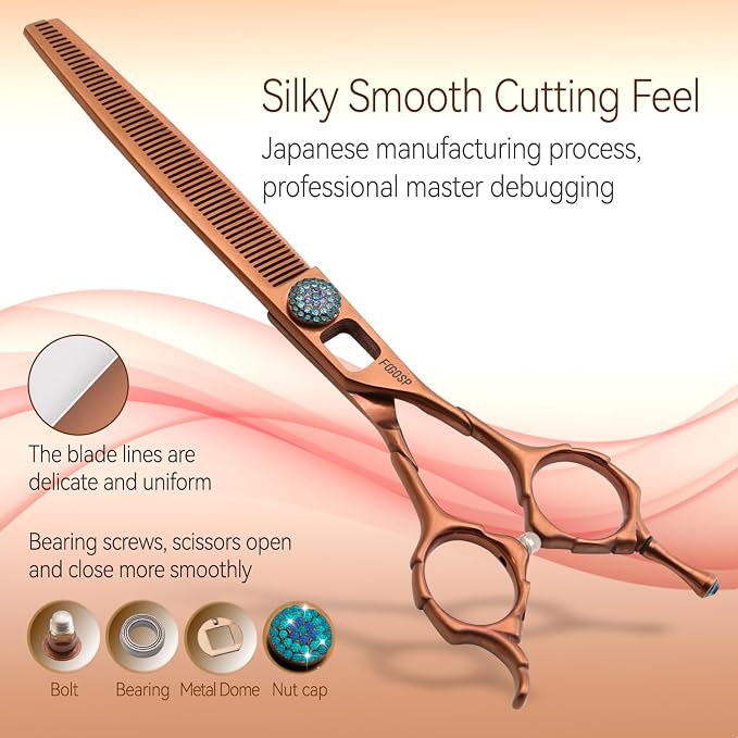 Thinning Shears for Dogs 52 Teeth 7'' Professional Blending Thinner Scissors for Small Dog Pet Sharp and Durable For Right Handed Groomers(7,Chocolate Thinner)