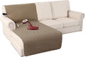 Turquoize 100% Waterproof Sofa Covers Chaise Lounge L Shape Sofa Protector Slip Cover Triple Non-Slip Sofa Slipcover for Chaise Sectional Couch Cover for Pets, Kids (Chaise, Taupe)