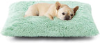 EHEYCIGA Fluffy Dog Crate Bed for Medium Dogs, Plush Faux Fur Crate Pad, Calming Anti Anxiety Medium Dog Bed, Washable Soft Warm Mat with Non-Slip Bottom, Apple Green