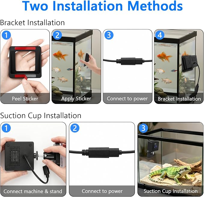 3MP 2K Aquarium & Terrarium Pet Camera with Light for Fish or Reptile Pet | Wide-angle Fisheye Close-focus Lens, With Lighting Function
