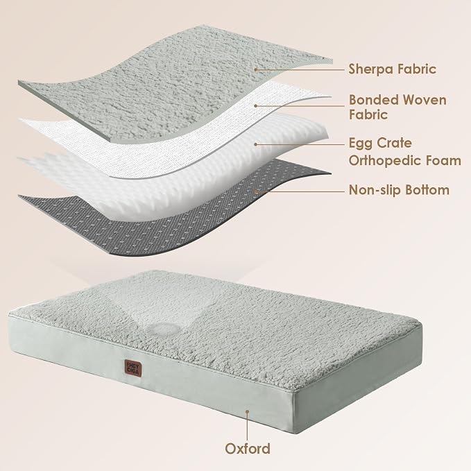 EHEYCIGA Orthopedic Dog Bed Large with Removable Washable Cover,36x27 | Egg Crate Foam Support,Durable Oxford fabric,Non-Slip Bottom,Machine Washable,Soft Waterproof Plush Pet Bed Mat For Crate