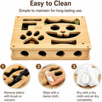 Interactive Cat Puzzle Toy, Wooden Enrichment Box for Indoor Cats | Keep indoor cats active, curious, and engaged with a wooden puzzle toy that encourages play and natural scratching.