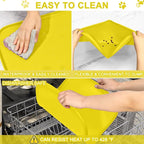 SMILOOL Silicone Pet Food Mat with Raised Edge for Food and Water Bowl, Dog Feeding Mats, Cat Food Trays for Floor Waterproof, Rubber Tray for Dogs and Cats, 19 x 12 x 0.7 Light Yellow