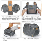 Dog Carrier Purse, Pet Bag Bling Waterproof Premium Leather Pet Travel Portable Bag for Cat and Small Dog Home & Outdoor Small Grey