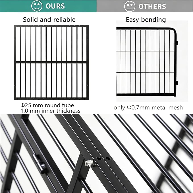 Dog Playpen 32" Height – Heavy Duty, Foldable | 25mm Steel Tubes, 40.8 lbs sturdy frame, rubber non-slip feet, indoor & outdoor, tool-free assembly, Small & Medium Dogs