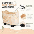 Dog Center Console Car Seat for Small Dogs 5-15 lbs, Apricot | Portable Armrest Puppy Booster with Anti-Collapse Support, Washable Fluffy Cushion and Pillow