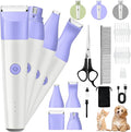 Dog Clippers Grooming Kit, 4 in 1 Quiet Cordless Dog Paw Trimmer & Nail Grinder, Small Cat Clippers Electric Rechargeable Low Noise Pet Shaver for Trimming Hair on Paw Eye Ear Face (Purple) | Quiet Cordless Dog Hair Trimmer for Paw Nail Grinder, Cat Gr...