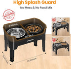 URPOWER 3-in-1 Elevated Dog Bowls with Slow Feeder & Licking Plate | 4 Height Adjustable Raised Stand with 2 Stainless Steel Food Bowls & Licking Plate for Small, Medium & Large Dogs