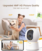 ARENTI 4MP Pet Camera P2Q, 5G WiFi 6 Indoor Security Camera, Free Phone App | Pan/Tilt, Auto Tracking, AI Human/Motion/Sound Detection, Night Vision, 2-Way Audio, Custom Zones, Timer Cruise, Sleep Mode