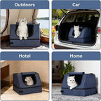 PETSFIT Portable Travel Cat Litter Box with Lid – Collapsible, Leak-Proof & Washable 2-Layer Lining, Sturdy Support Frame, for Hotel/Car/Camping, Cat Travel Essentials for Kitty/Medium Cats Light Blue