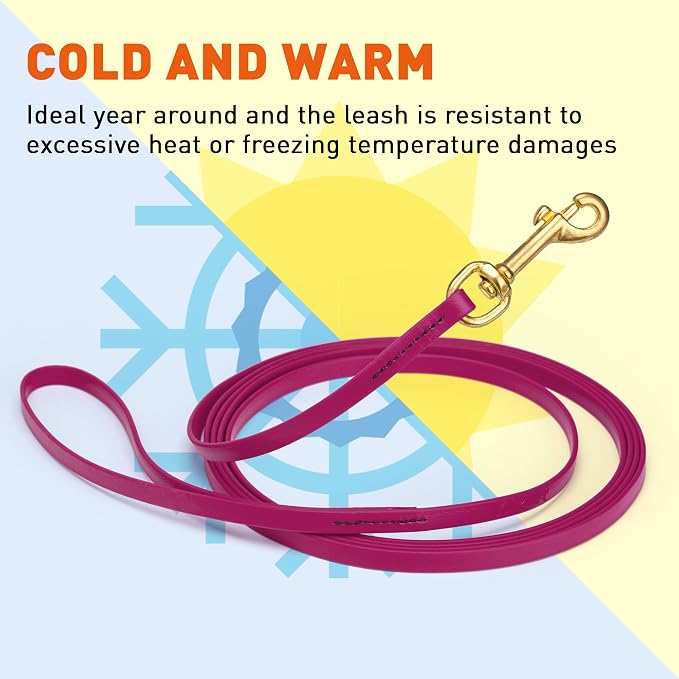 Viper Biothane K9 Working Dog Leash Waterproof Lead for Tracking Training Schutzhund Odor-Proof Long Line with Solid Brass Snap for Puppy Medium and Large Dogs, 20ft Magenta Pink