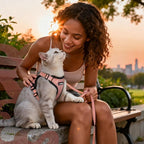 rabbitgoo Cat Harness and Leash Set, Escape Proof Vest, Light Salmon Pink | Soft Breathable Mesh, Easy Adjustable Fit, Snap Buckles, Sturdy Clip, Reflective Strips, for Medium to Large Cats Walks, M