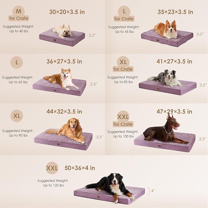 EHEYCIGA Orthopedic Dog Bed Extra Large with Removable Washable Cover,50x36 | Egg Crate Foam Support,Durable Oxford fabric,Non-Slip Bottom,Machine Washable,Soft Waterproof Plush Pet Bed Mat For Crate