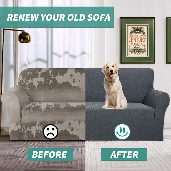 YEMYHOM Couch Cover Latest Jacquard Design High Stretch Extra Large Sofa Covers Pet Dog Cat Proof Oversized Slipcover Non Slip Magic Elastic Furniture Protector (XL Sofa, Dark Gray)