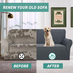 YEMYHOM Couch Cover Latest Jacquard Design High Stretch Sofa Covers for 2 Cushion Couch, Pet Dog Cat Proof Loveseat Slipcover Non Slip Magic Elastic Furniture Protector (Medium, Dark Gray)