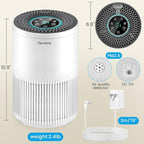 Air Purifiers for Home, Air Purifier with PM 2.5 Air Quality Monitor Cover Up to 1235 Ft², H13 True HEPA Air Filter with 5 mode Light, Sleep Mode, Timer, Fragrance Sponge for Smoke, Odor, Dander | Cover Up to 1235 Ft², H13 Air Filter with 5 mode Light,...
