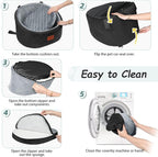 Lealchum Dog Car Seat for Small Dogs Up to 30 Lbs,Ultra Soft Fabric Fill in Comfy Memory Foam,Happy Pet Ride,2 Safety Dog Leashes,Fully Detachable and Washable,Anti Slip Base(Black/Grey)