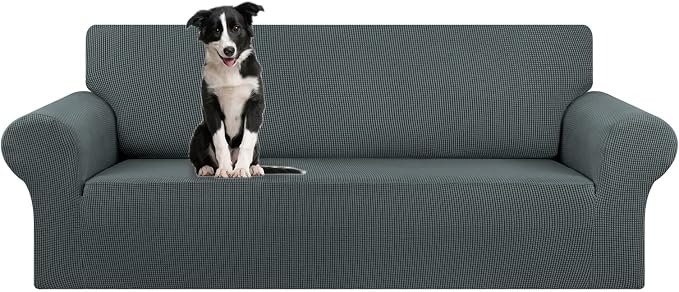 Stretch Oversized Couch Covers for Sofa Slipcover,Grey | 1-Piece Washable Sofa Cover (94"-110") 4-Seater Furniture Protector, Soft Jacquard Non-Slip Elastic Bottom for Dogs & Kids