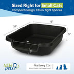 KittyGohere Senior Cat Litter Box Small with Scoop, Black | Open Top Low Entrance Kitty Litter Box With With Long-handle Jumbo Scoop, Lightweight & Durable Litters Box, Made in USA