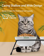 Anti-Vomiting Raised Cat Bowls - 3 × 13 oz Ceramic Food & Water Bowls with Non-Slip Stainless Steel Stand, Dishwasher Safe for Indoor Cats & Puppy