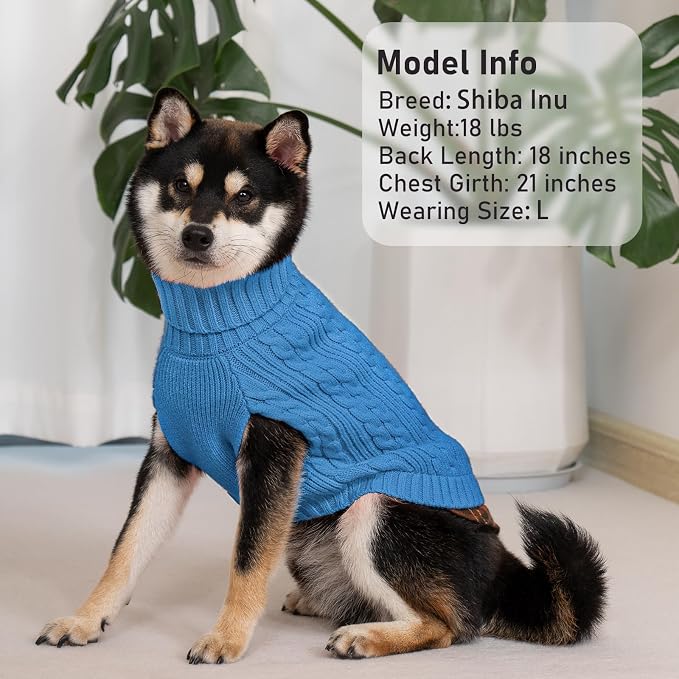 KYEESE Dog Sweater Turtleneck Thick Knit Pullover for Cold Weather | Stretchy Fit, Lightweight & Warm, Cozy Knit Comfort, Classic Plaid Design, Gentle on Sensitive Skin, Comfortable Daily Wear