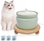 Ceramic Cat Water Fountain, 1L/32oz Automatic Pet Drinking Fountain | Quiet USB Powered Pump, Triple Filtration | BPA-Free, Easy to Clean & Dishwasher Safe | for Cats & Small Dogs