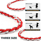 S-ETOVUS-Chain Dog Leash, Bite-Proof Metal Leash, with Padded Handle Red | Three Sizes 7.25FT/5.2FT/4FT, Woven From Nylon Rope And Chain, Durable And Bite-Resistant, Comfortable With Padded Handles