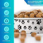 Potchen Disposable Dog Bowls Small Pet Feeding Dishes,16 oz | Printed Pattern Dishes, for Small Pet, Paper Food Travel Bowls, for Feeding Dogs and Cats