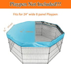 PJYuCien Playpen Top Cover for 24'' Width 8 Panel Pen, Blue | More Peace of Mind, More Safe, and Reduce Mess, Suitable for Puppy, Duck, and Other Small Animals,Adhesive Tape Connect
