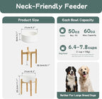 Havniva Dog Bowls Elevated, Ceramic Dog Food and Water Bowl | 8.3” Raised Dog Food Bowl, Elevated Dog Bowls with Bamboo Stand, Non-Slip Dog Water Bowl for Large Dog, Large Capacity