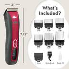Kong 3-Speed Cordless-Corded Dog Clipper Kit – Stainless Steel Blade, Waterproof, LED Spotlight, Use-While-Charging, 6 Guide Combs, Ergonomic Handle – Red/Gray, All Coat Types