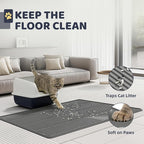 Cat Litter Mat 40"x28" - Soft Silicone & Leak-Proof Large Litter Mat, Non-Slip Cat Litter Trapping Mat for Multiple Cats, Easy to Clean & Durable for All Types (Gray)