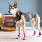 PUPTECK Anti Slip Dog Socks, Shoes with Grippers to Prevent Licking Hardwood Floors Traction, Rubber Boots & Paw Protectors for Small Medium Large Dogs Cold/Hot Pavement, Senior Dogs Booties Purple