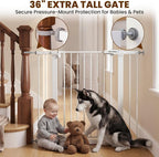Mumeasy 36" Tall Baby Gate, Walk Through Dog Gate for Stairs & Doorways | Extra tall design, secure pet barrier, one hand operation, easy access, for dogs cats babies toddlers