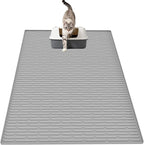 XXL Silicone Cat Litter Mat, 40"x30"(100cmx75cm) Extra Litter Box Mat for Floors, Non-Slip Litter Trapping Mat to Prevent Tracking, Easy to Clean Kitty Litter Catcher Mat, Durable, Gray White
