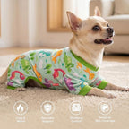 KYEESE Dog Pajamas Small Dog Pajamas with Colorful Dinosaurs Stretchy Pet Jammies Onesie Velvet Pjs Comfy Clothes for Dogs Boy Girl Soft Outfit, X-Large
