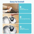 Tomxcute Cat Water Fountain, 3.2L/108oz Automatic Stainless Steel Pet Fountain Dog Water Dispenser, Ultra-Quiet Pump and 3 Replacement Filters & for Cats, Dogs, Multiple Pets