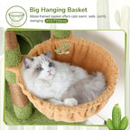 Globlazer 52in Cactus Cat Tree Tower for Indoor Cats, 2 Condos, S52, Green | Multi-Level Plush House, 5 Sisal Scratching Posts, 2 Padded Top Perches, Big Metal Basket, Stable Enlarged Base