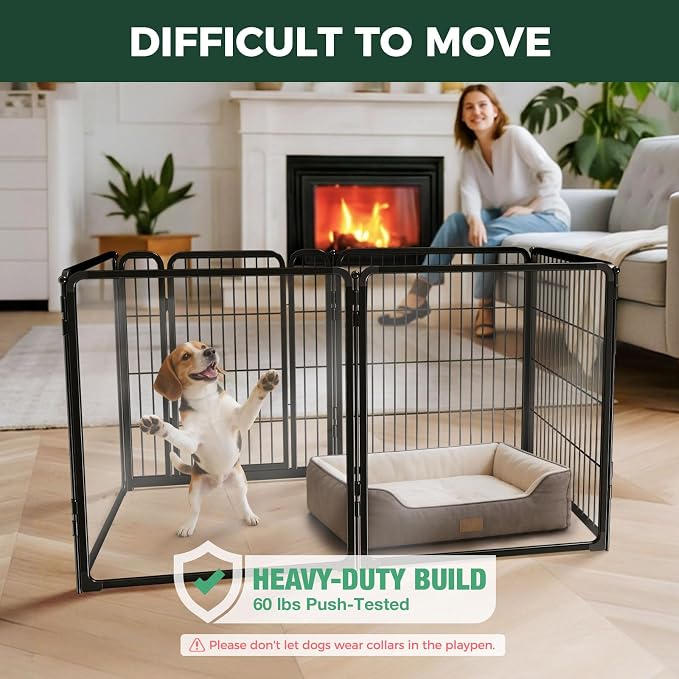 FXW AuraSpace Pro Acrylic & Wire Mesh Indoor Dog Playpen, 32" H, 6 Panels | Clear View, Heavy-duty Metal, Flexible Layouts, Easy Walk-Through, For Small & Medium Dogs, Patented