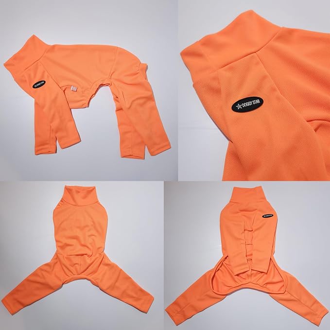D Doggy Star Italian Greyhound Clothes Stretchy Neon Onesie Spring Summer (S,Onsi Ne Orange)