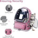 Cat Backpack Carrier, Breathable Cat Bubble Backpack Large Space Cat Carrier Backpack for Kitty Small Dog Up to 15 lbs, Foldable Airline Approved Cat Backpack, Transparent Pet Travel Backpack (Pink)