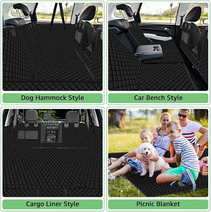 Vailge 100% Waterproof Convertible Dog Car Seat Covers,100% Waterproof Dog Seat Cover with Mesh Window, Heavy Duty seat Cover for Dogs, Dog car Hammock Pet Seat Cover for Cars Trucks suvs,Black,Large