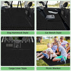 Vailge 100% Waterproof Convertible Dog Car Seat Covers,100% Waterproof Dog Seat Cover with Mesh Window, Heavy Duty seat Cover for Dogs, Dog car Hammock Pet Seat Cover for Cars Trucks suvs,Black,Large